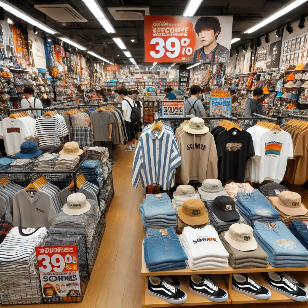일본 돈키호테 매장의 캐주얼 의류 코너