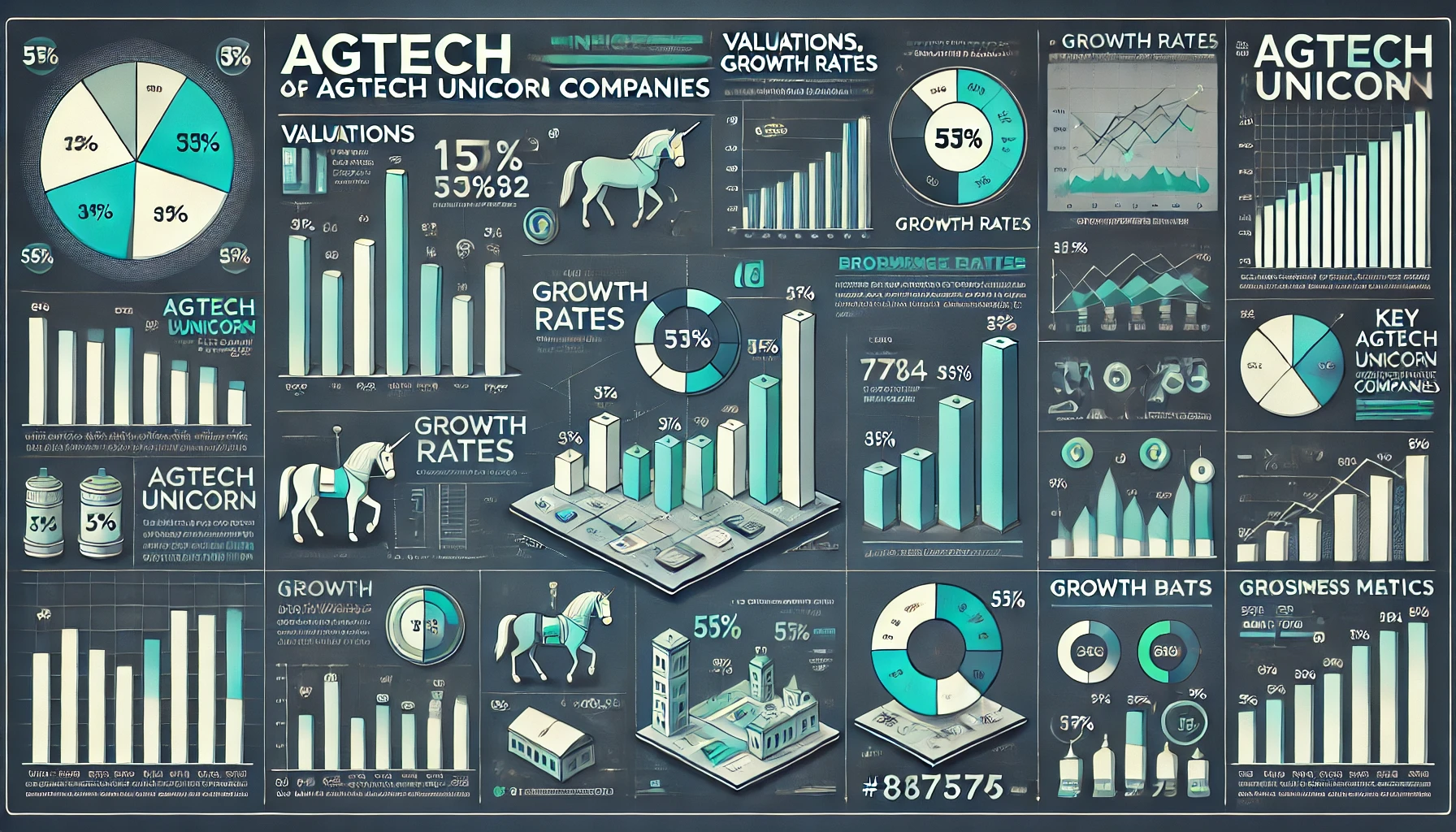 주요 AgTech 유니콘 기업들의 기업가치와 성장률을 보여주는 차트