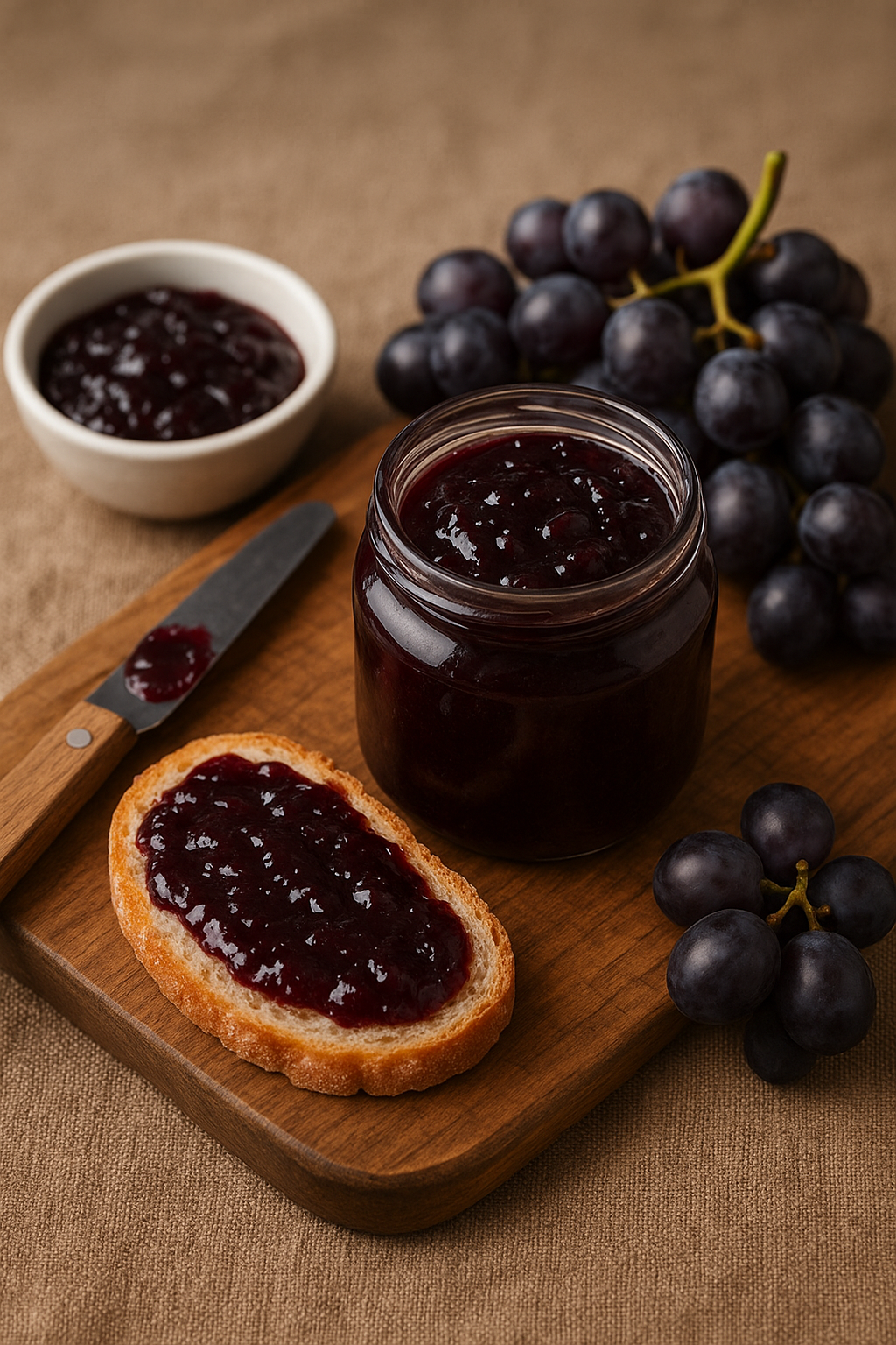 포도잼 통, 빵, 포도 이미지