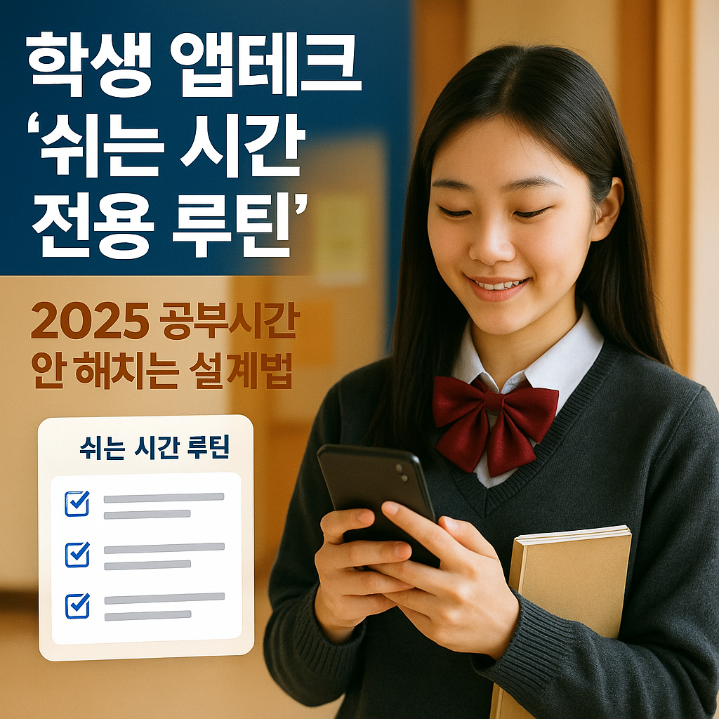 학생 앱테크 ‘쉬는 시간 전용 루틴’ ｜ 2025 공부시간 안 해치는 설계법