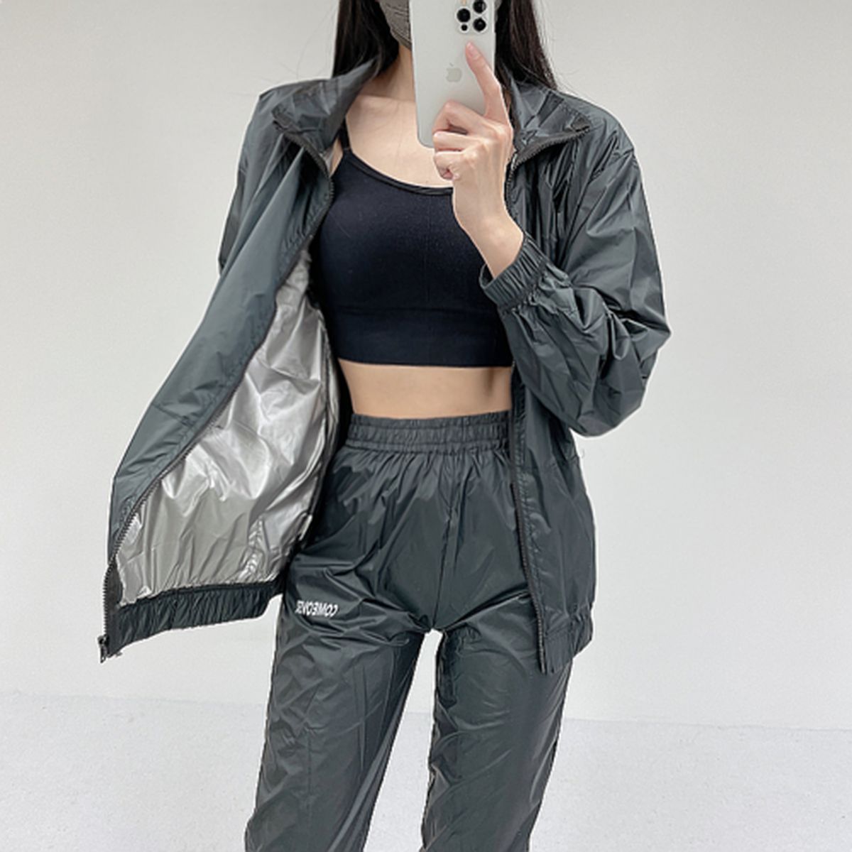 로라벨 땀복세트 집업 여자 다이어트 땀복 레깅스 여성 하의 바지 발열 운동복