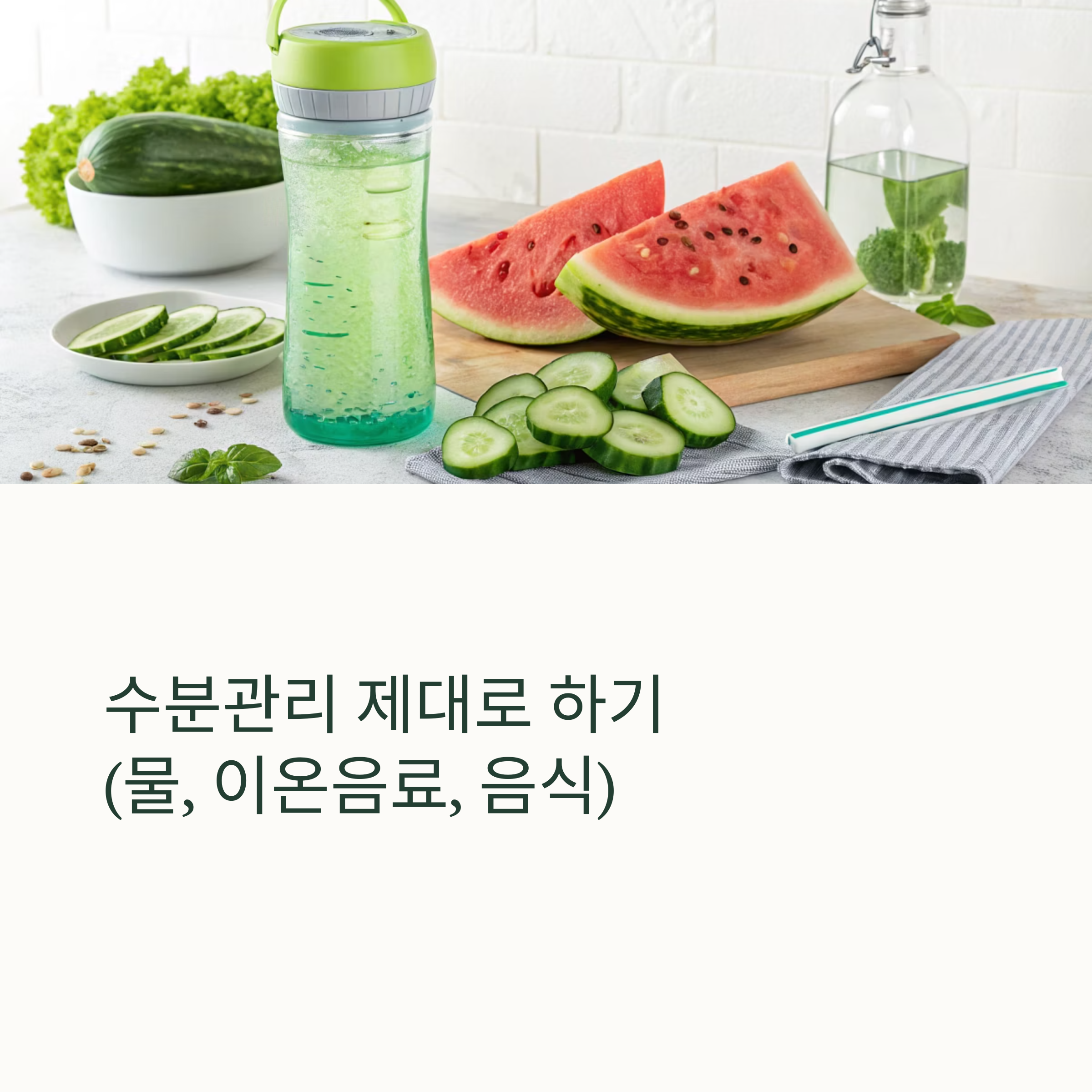 수분관리 제대로 하기 (물, 이온음료, 음식)