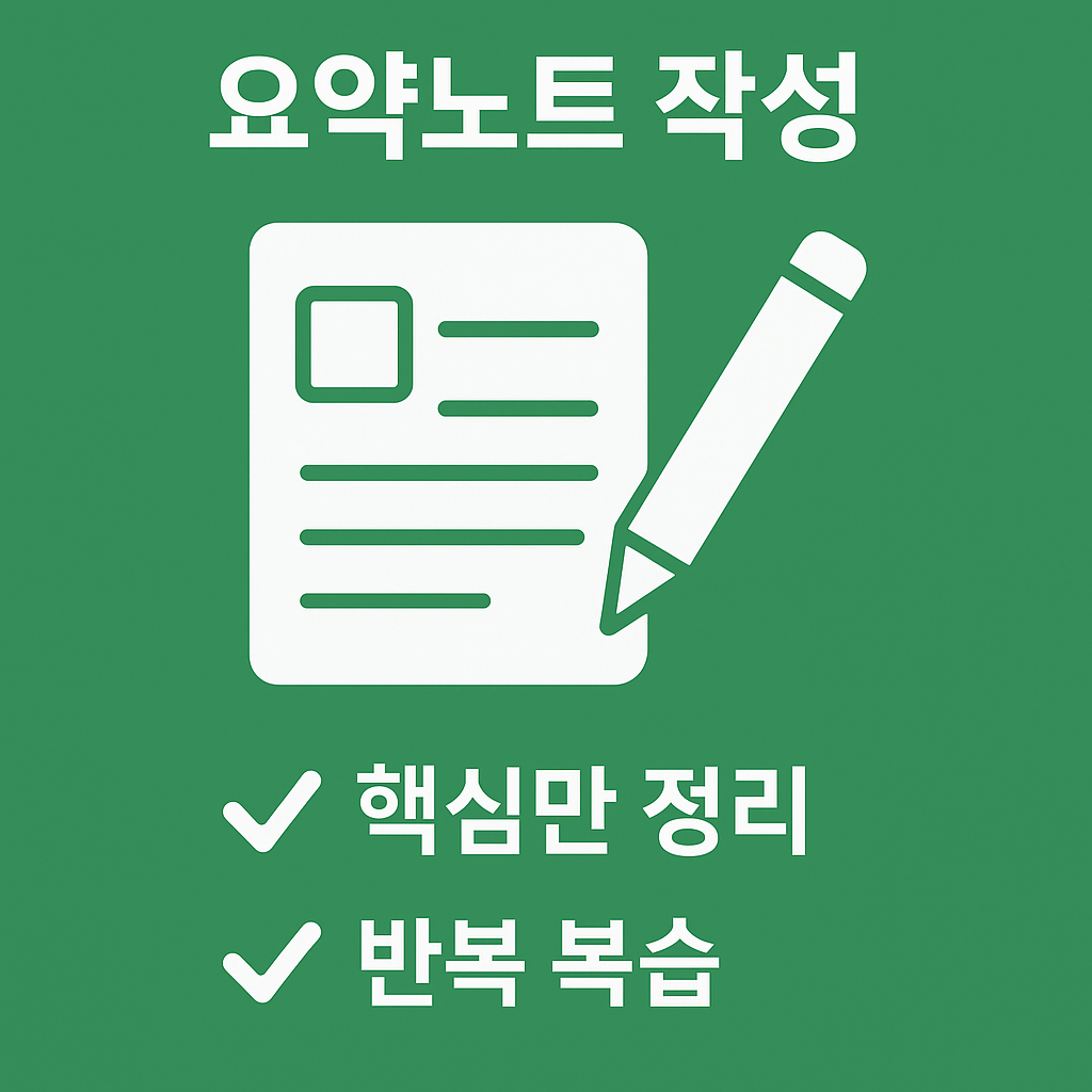 컴활 필기 합격을 목표로 핵심 내용만 정리하고 반복 복습을 통한 학습 효율 향상 방법을 담은 시각 자료
