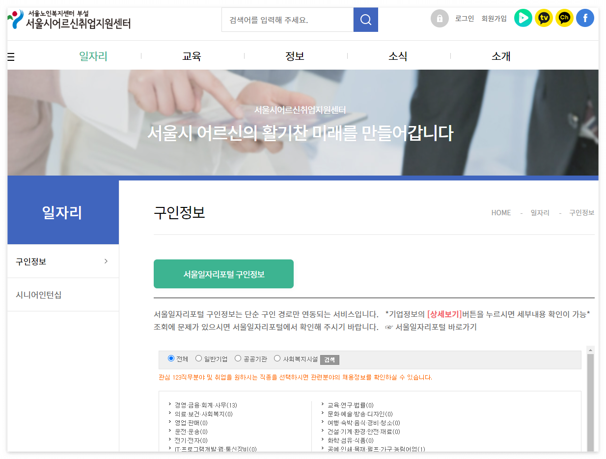 서울시 노인일자리 종류와 추천, 지원자격 및 조건, 취업 지원 신청방법 (1)