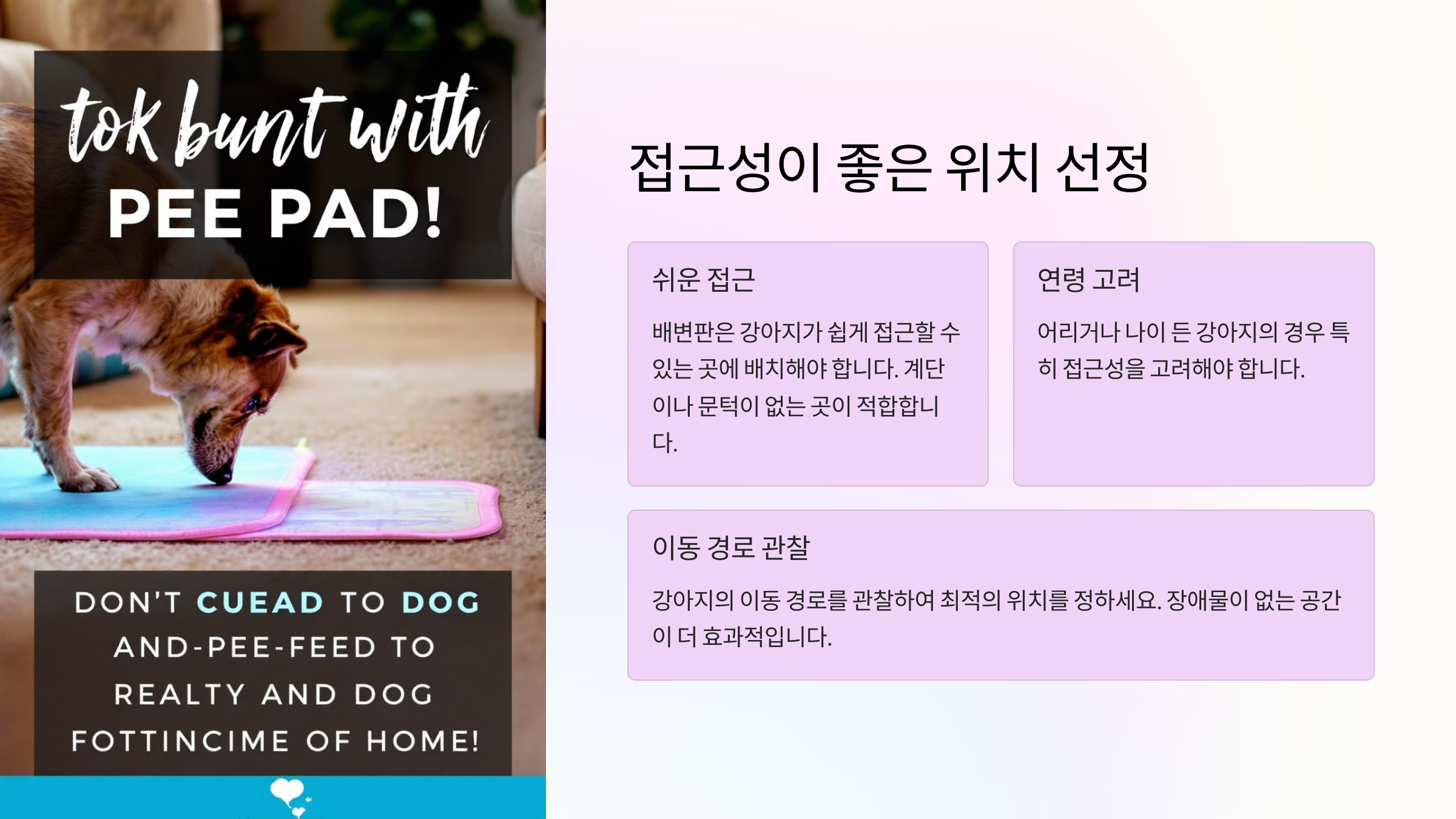 강아지가 쉽게 접근할 수 있는 위치