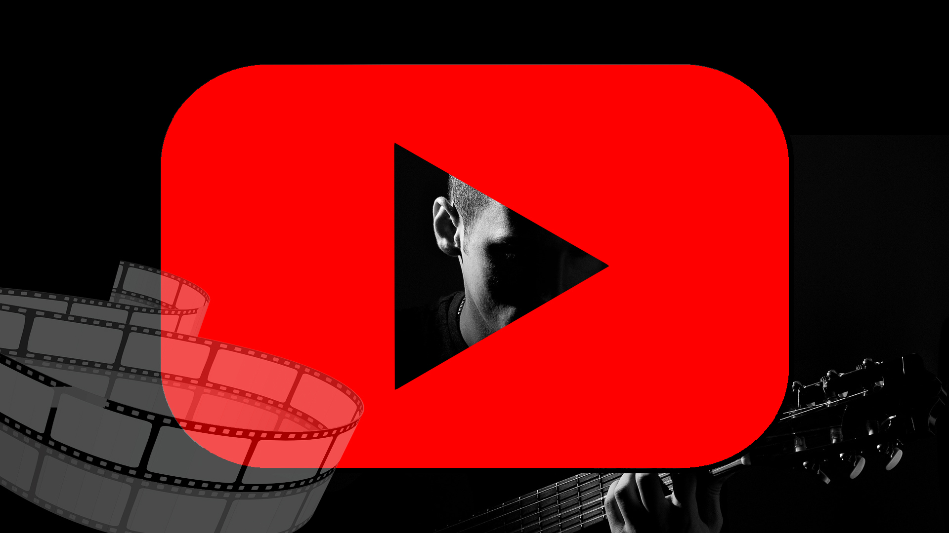 유튜브를 상징하는 영상 필름, 기타연주 이미지