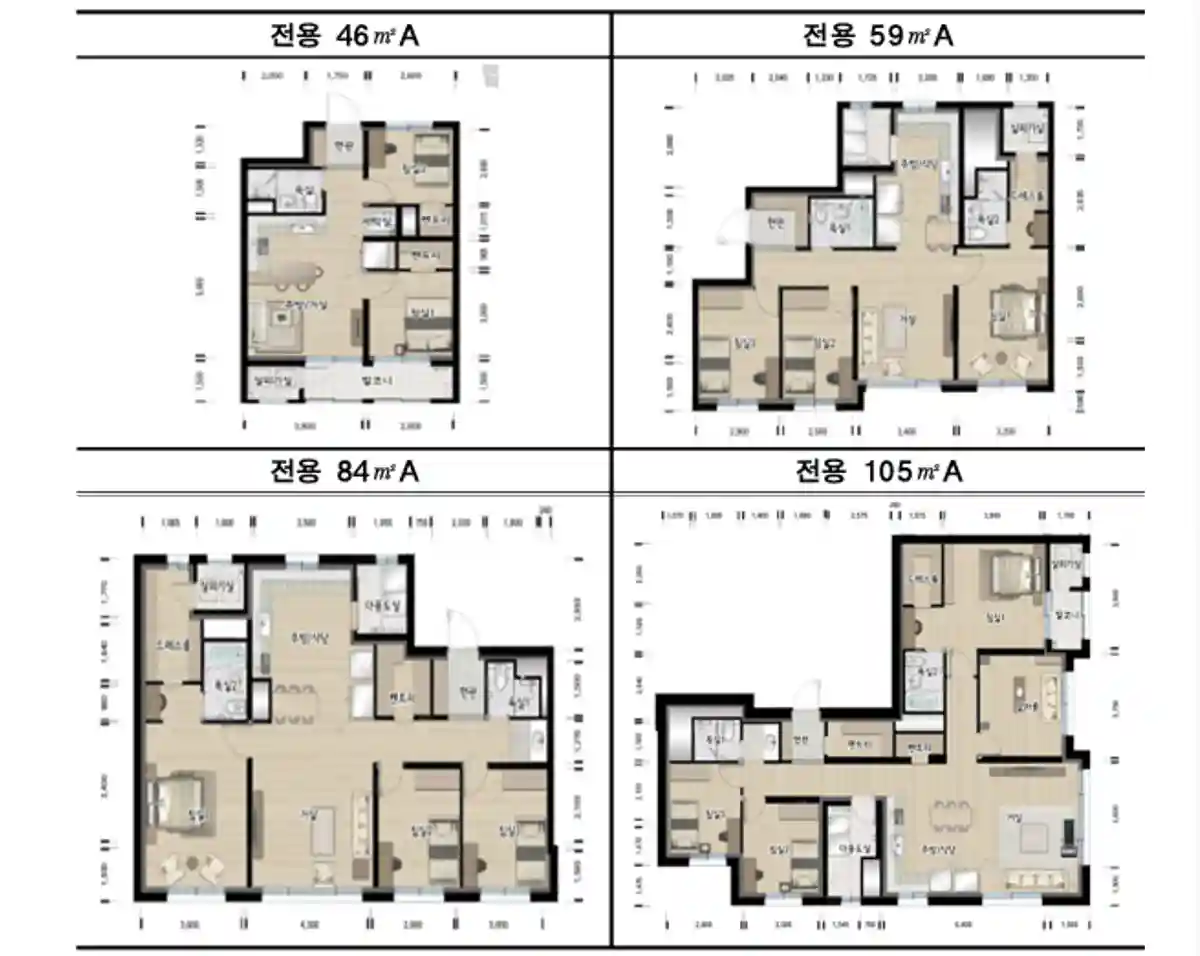 쌍문역서측-아파트-평면도-46형-59형-84형-105형