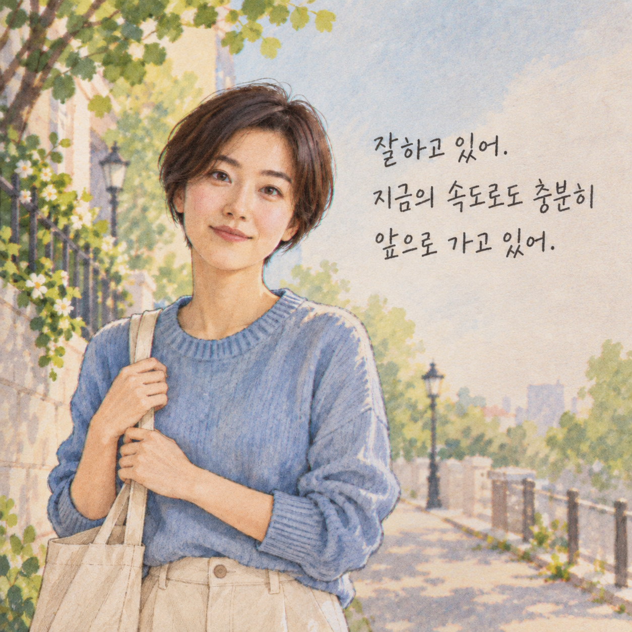지금의 속도로도 잘하고 있다는 따뜻한 응원 글귀