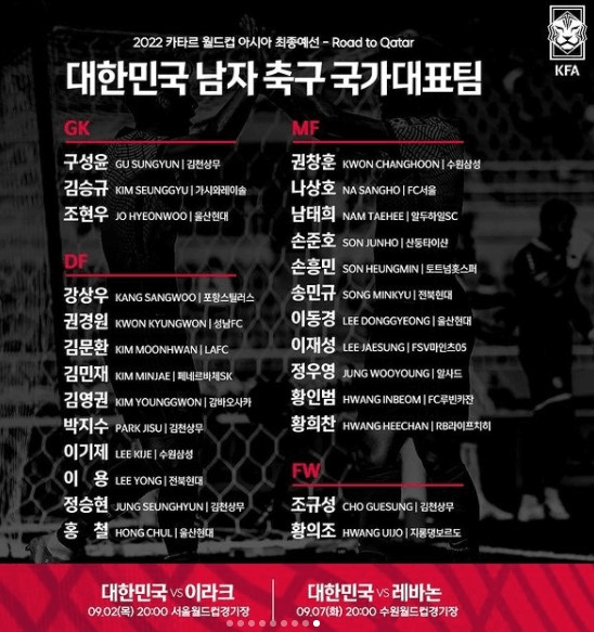 한국-축구대표팀-소집명단