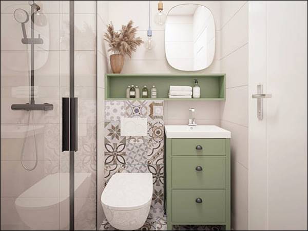 올리브그린이-포인트가된-욕실