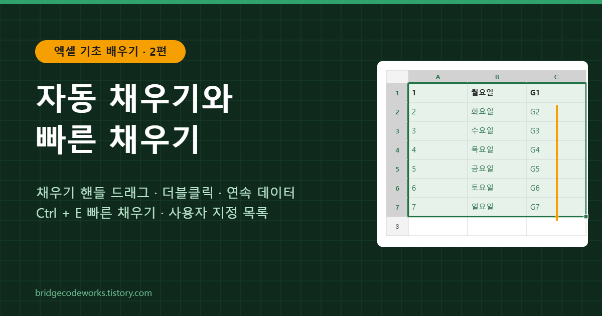 엑셀 기초 배우기 2편 &ndash; 자동 채우기와 빠른 채우기