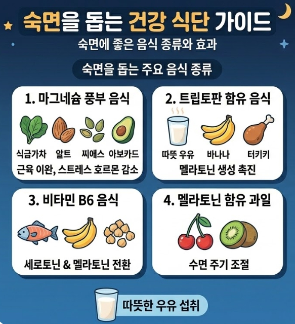 숙면을 돕는 주요 음식 사진