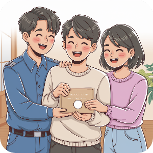 청년 월세 한시 특별지원금 받아 행복해하는 이미지