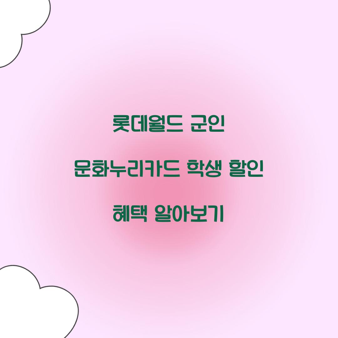 롯데월드 군인 문화누리카드 학생 할인