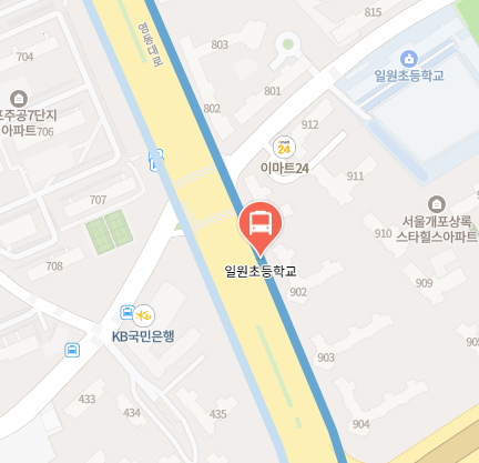 일원초등학교에서 인천공항 리무진 공항버스(6009번) 지도 위치