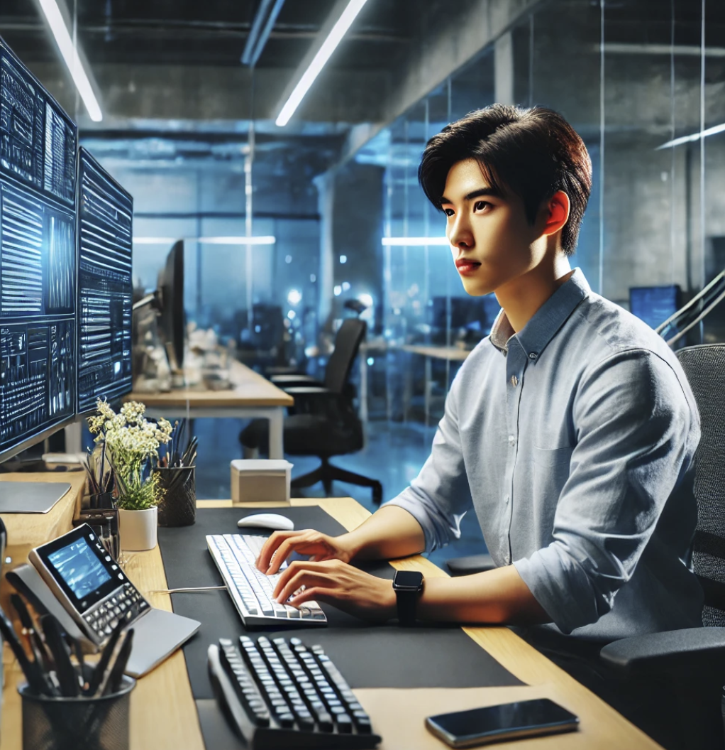 기술 회사에서 첫 근무일을 시작하는 신입 직원