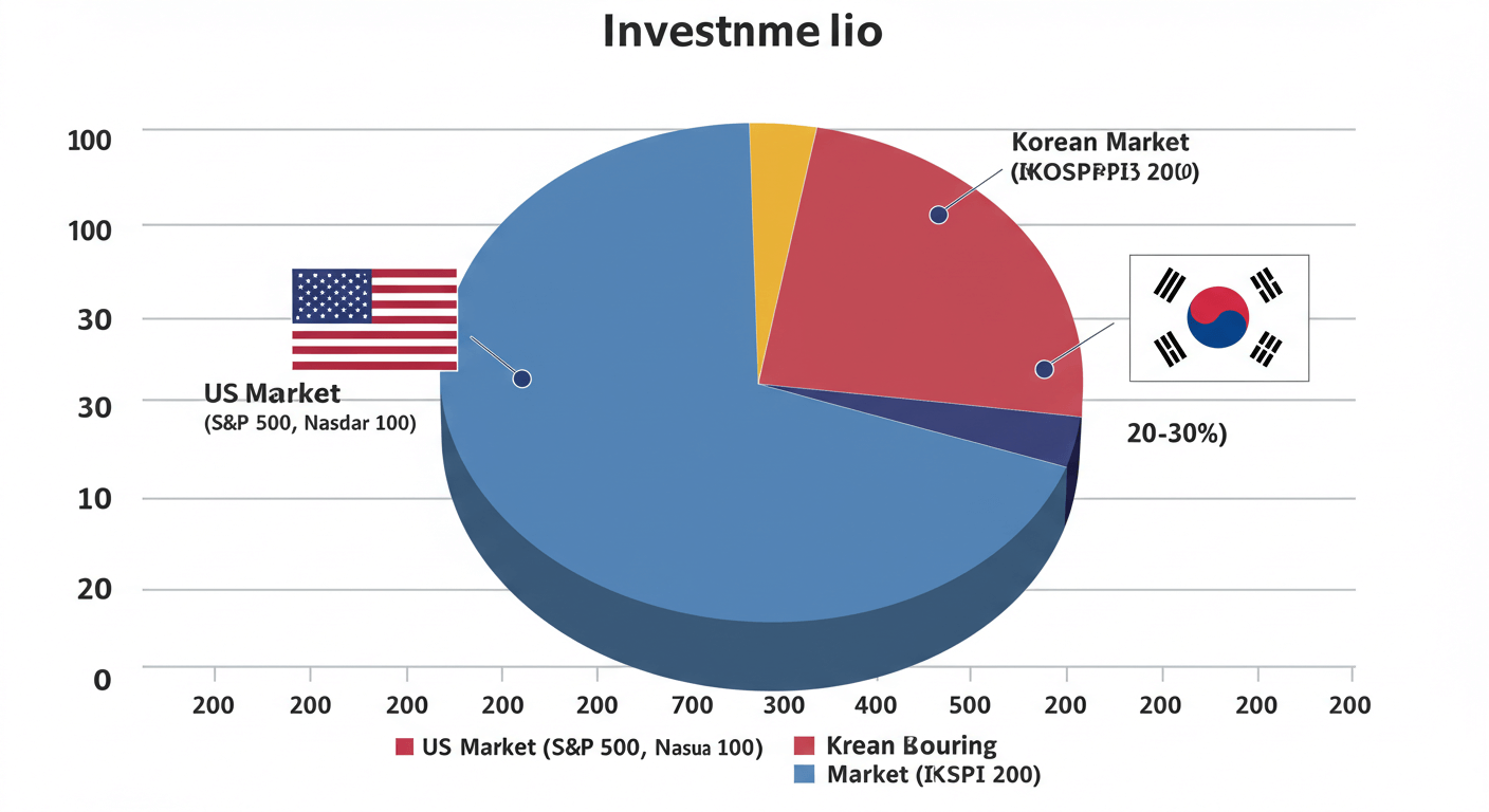 미국 시장과 한국 시장에 8 대 2 비율로 분산 투자하는 포트폴리오 전략 예시