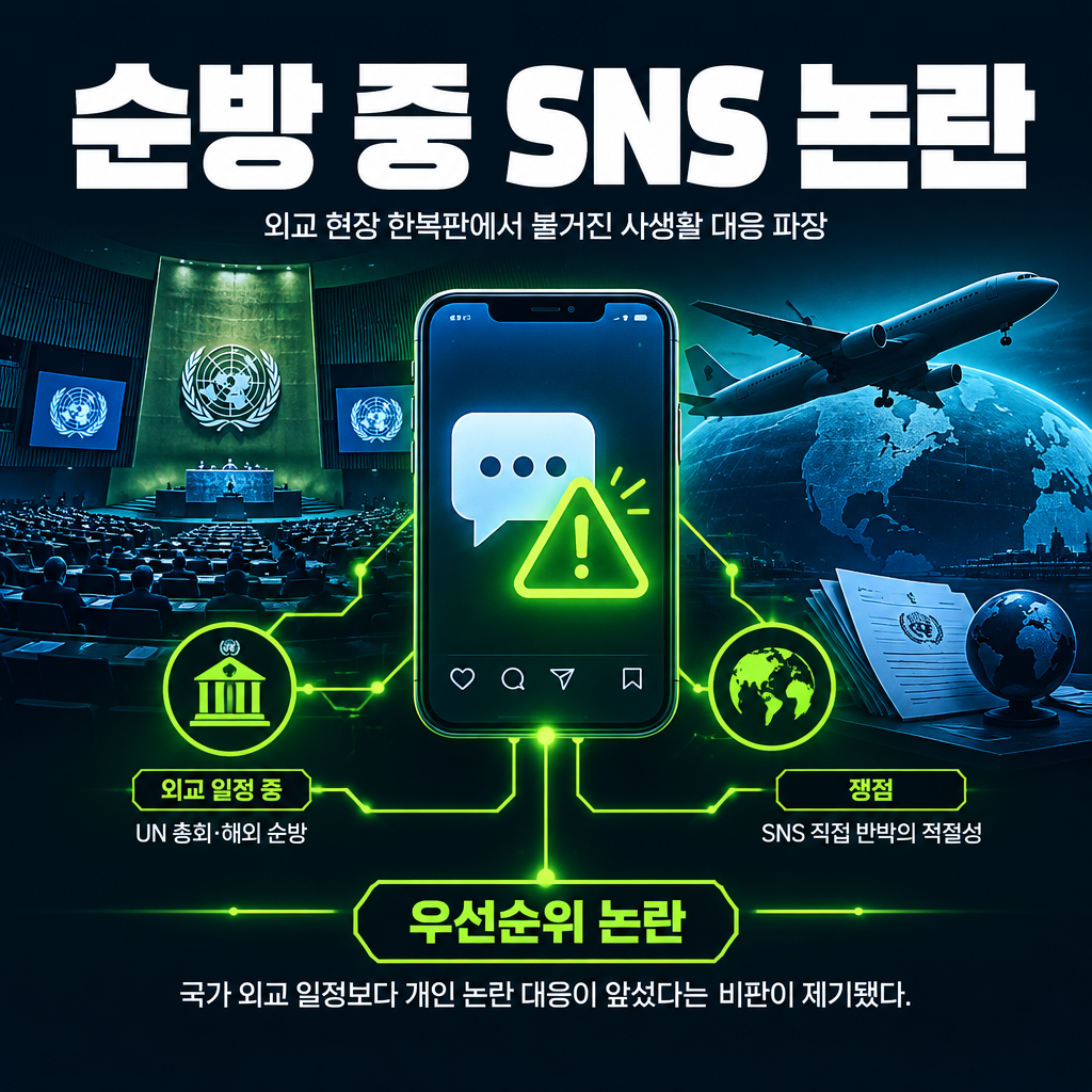 순방 중 SNS 논란