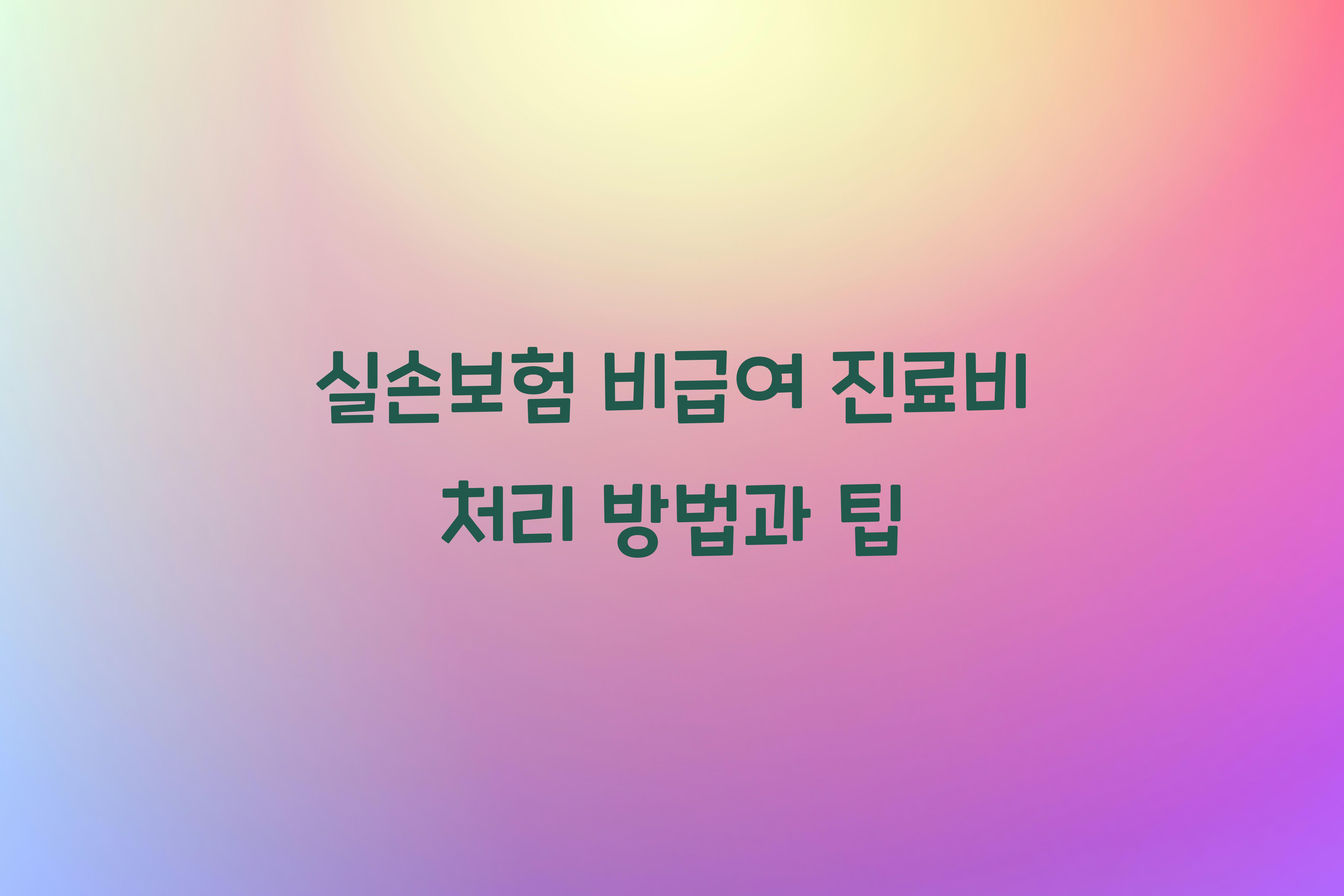 실손보험 비급여 진료비 처리