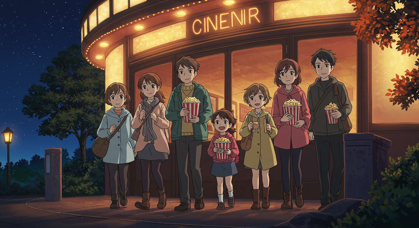 영화를 보고 즐겁게 극장을 나서는 관객들