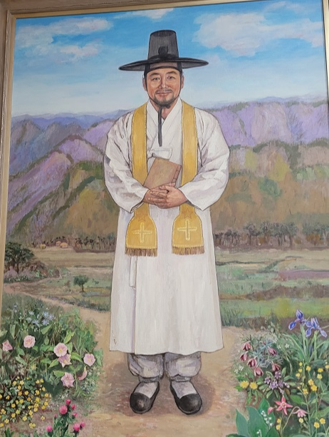 충청북도 제천 배론성지 성당 안에 있는 최양업 토마스 신부님 그림입니다.