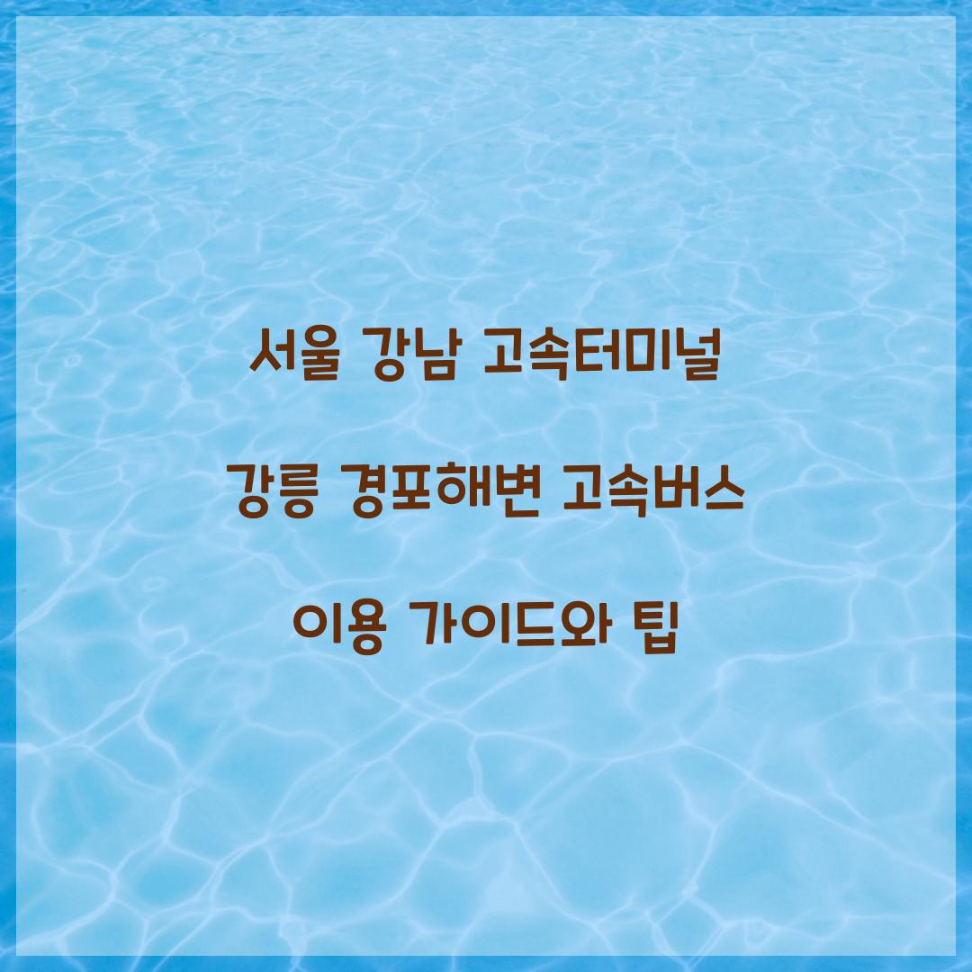 서울 강남 고속터미널 강릉 경포해변