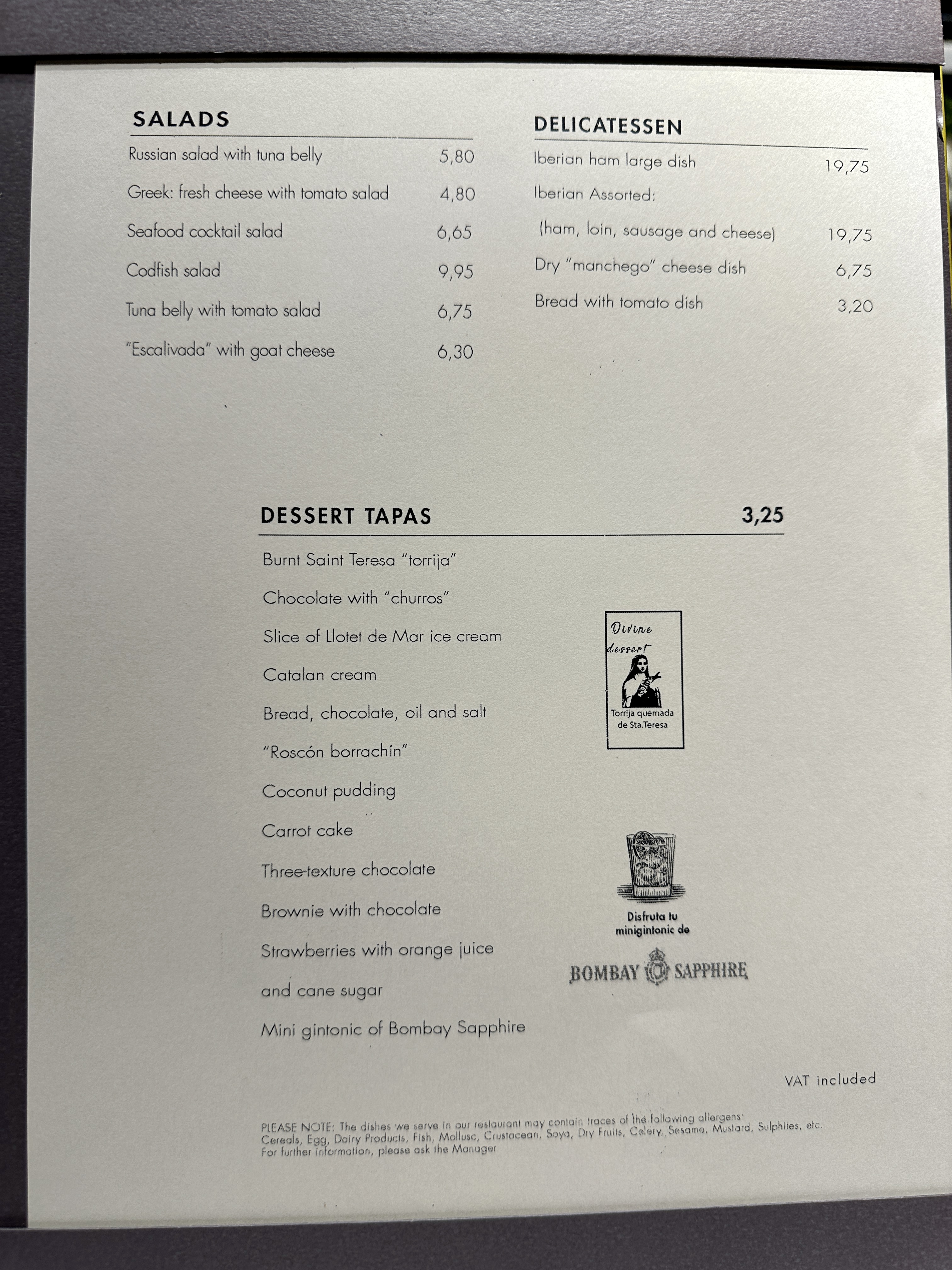 CATALANA 메뉴 Menu