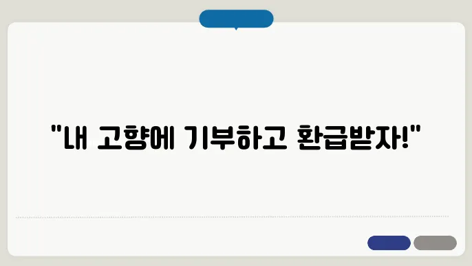 고향사랑기부제 기부금 소득공제 환급과 답례품 종류 정리