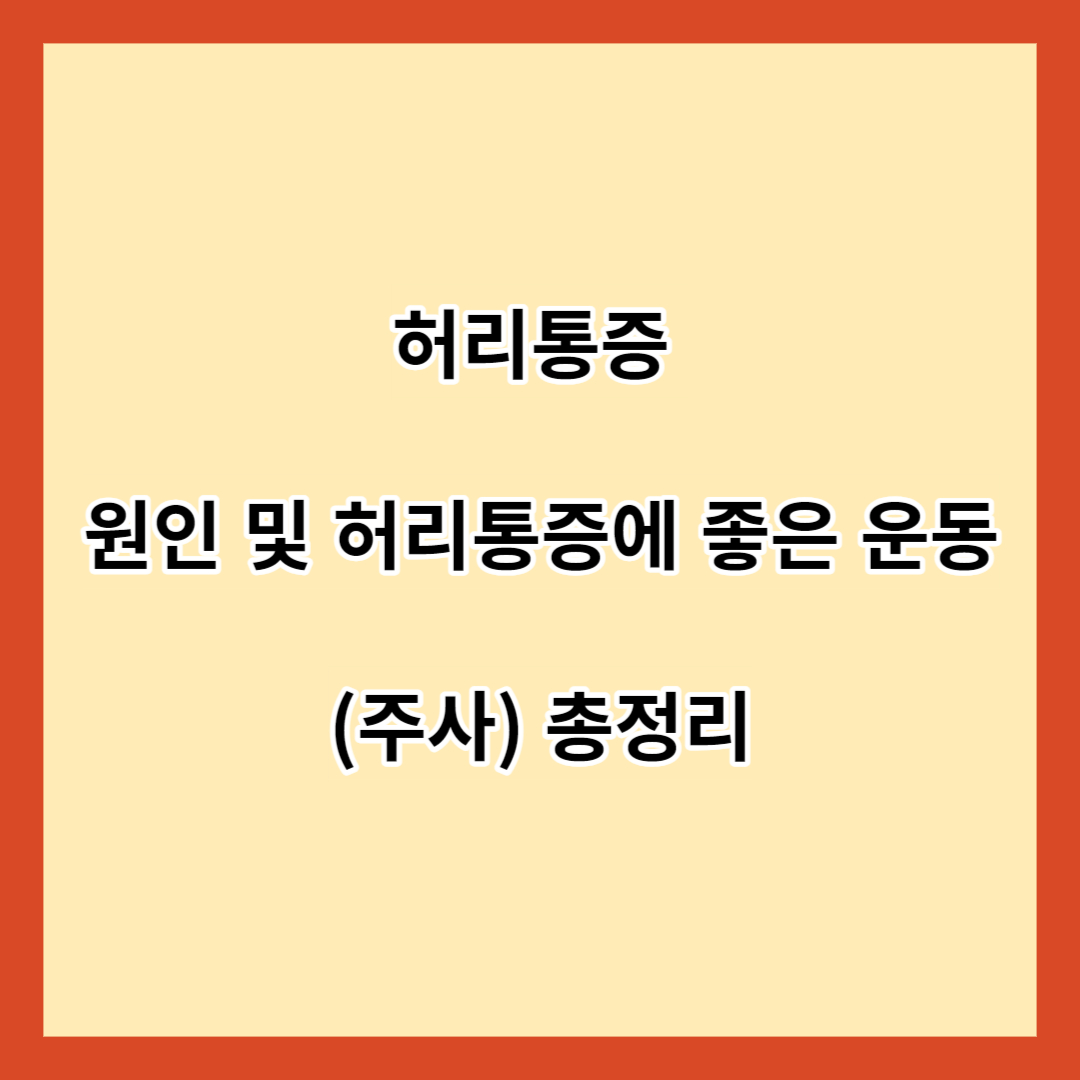 허리통증 원인 및 허리통증에 좋은 운동 (주사) 총정리