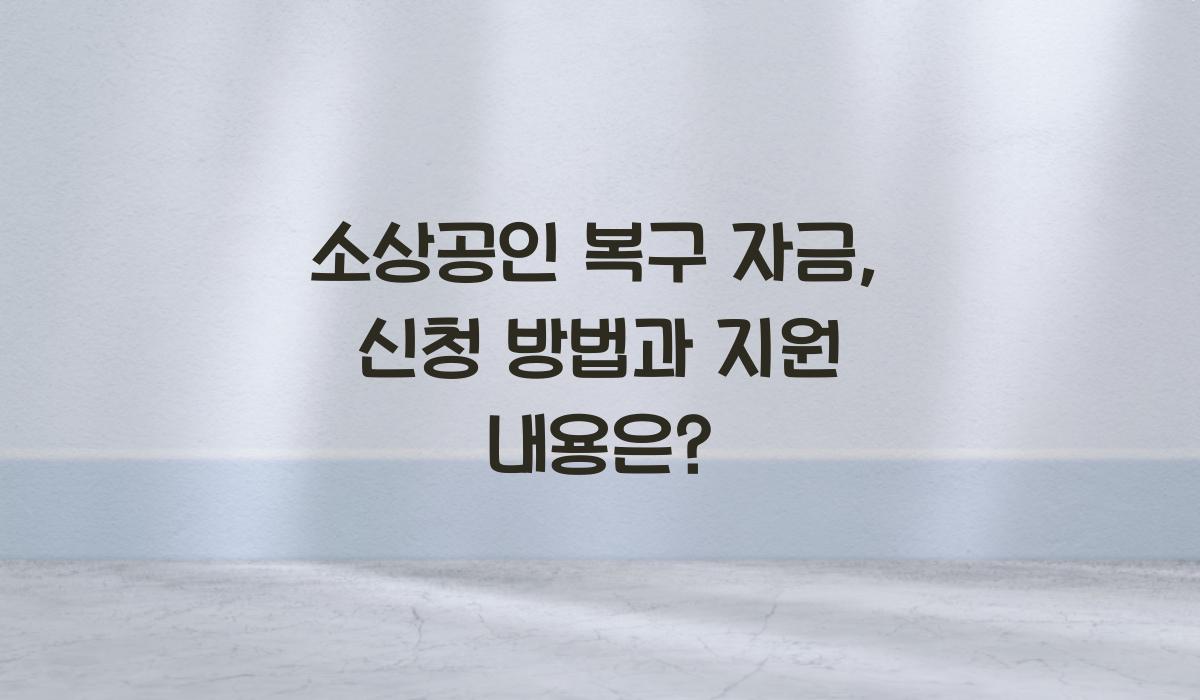 소상공인 복구 자금