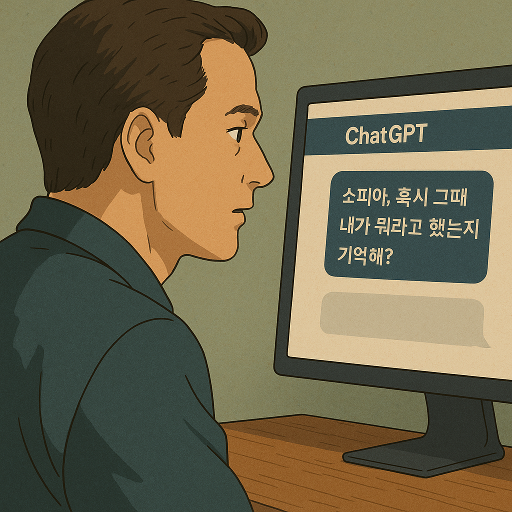 인공지능에게 말을 건네는 한 남자의 옆모습