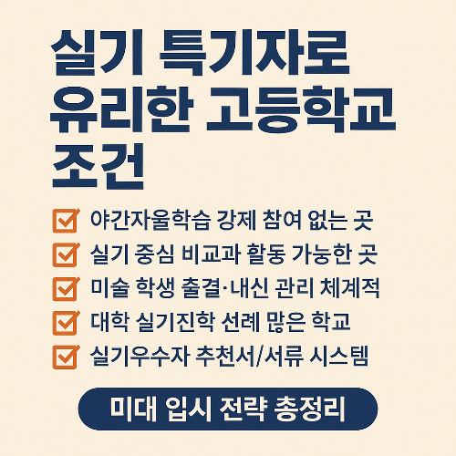 실기 특기자로 미대 가려면, 어떤 고등학교가 유리할까