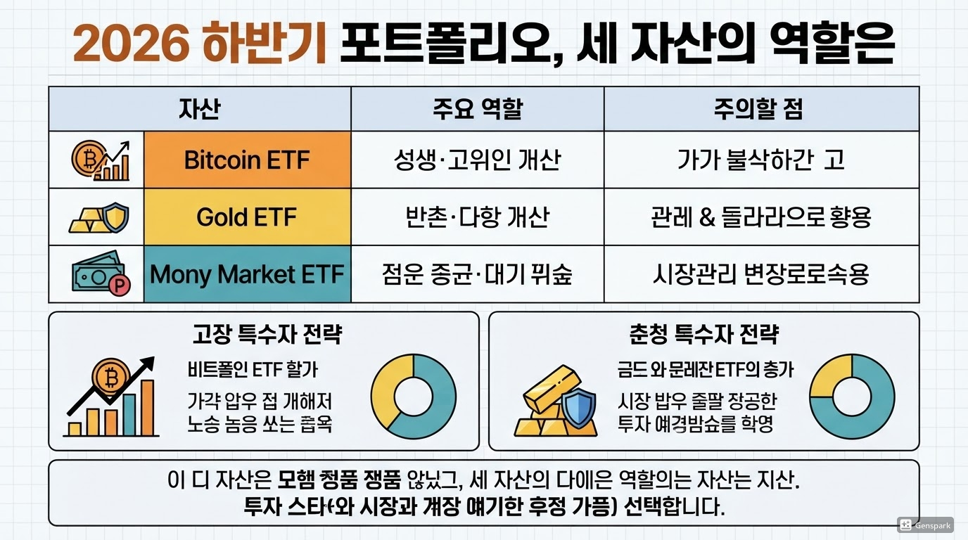 2026 하반기 포트폴리오, 세 자산의 역할은