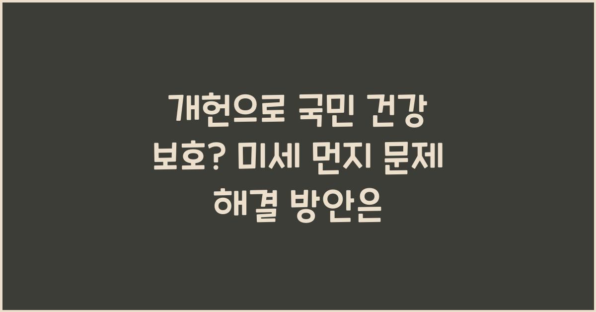 개헌, 미세 먼지 문제 해결, 국민 건강 보호 방안은?