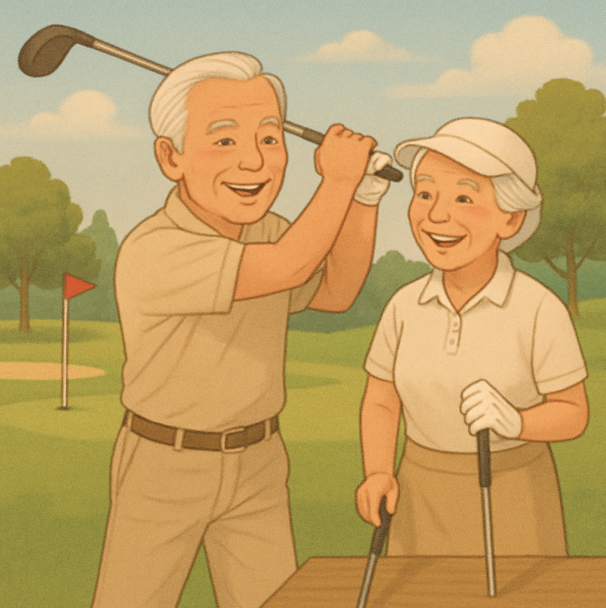 여가 활동 중인 노부부