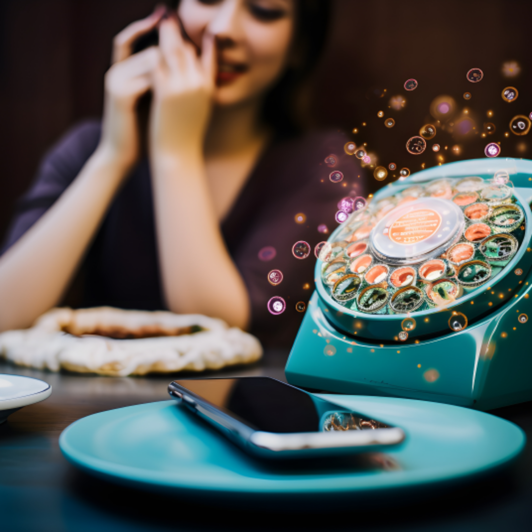 한 여성이 전화 통화를 하고 있다.