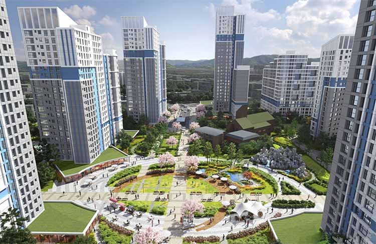 마천 5구역 중앙광장 조감도