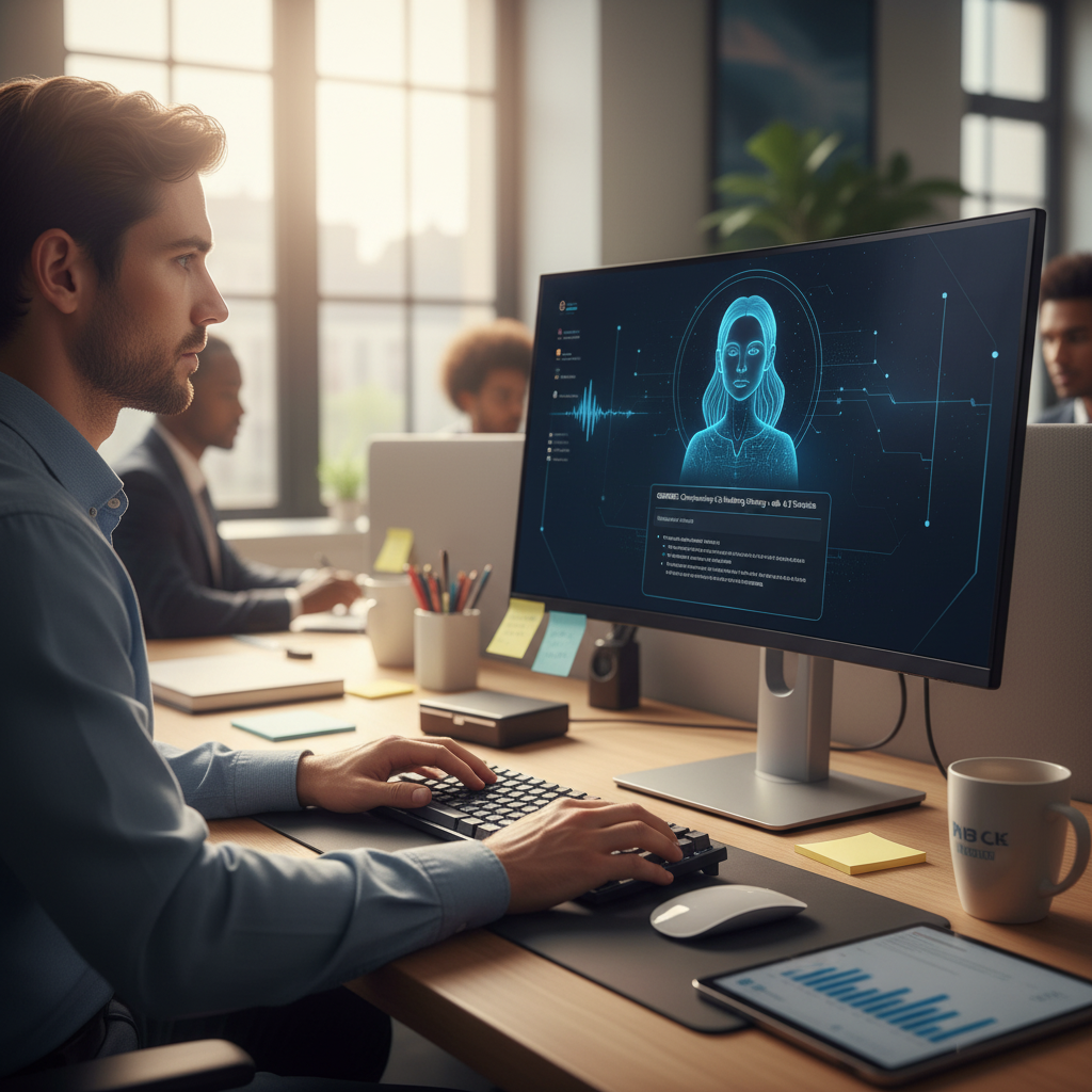 AI 비서와 협업하는 직장인의 모습