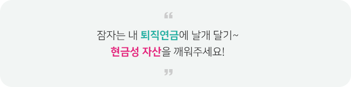 잠자는 내 퇴직금에 날개 달기 현금성 자산을 깨워주세요