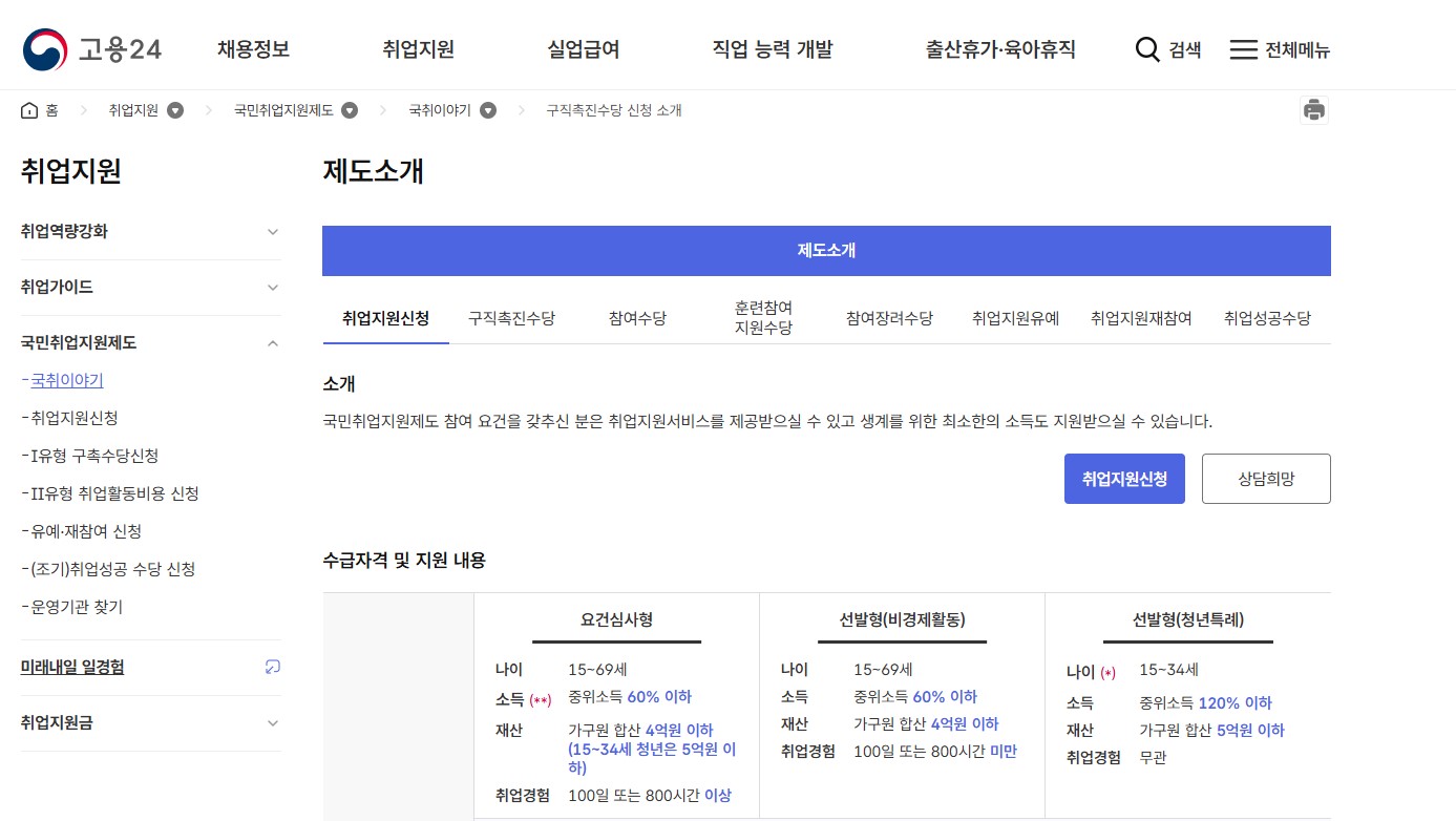 국민취업지원제도 홈페이지 신청방법