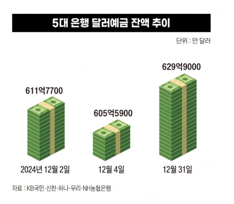 5대 은행 달러예금 잔액 추이