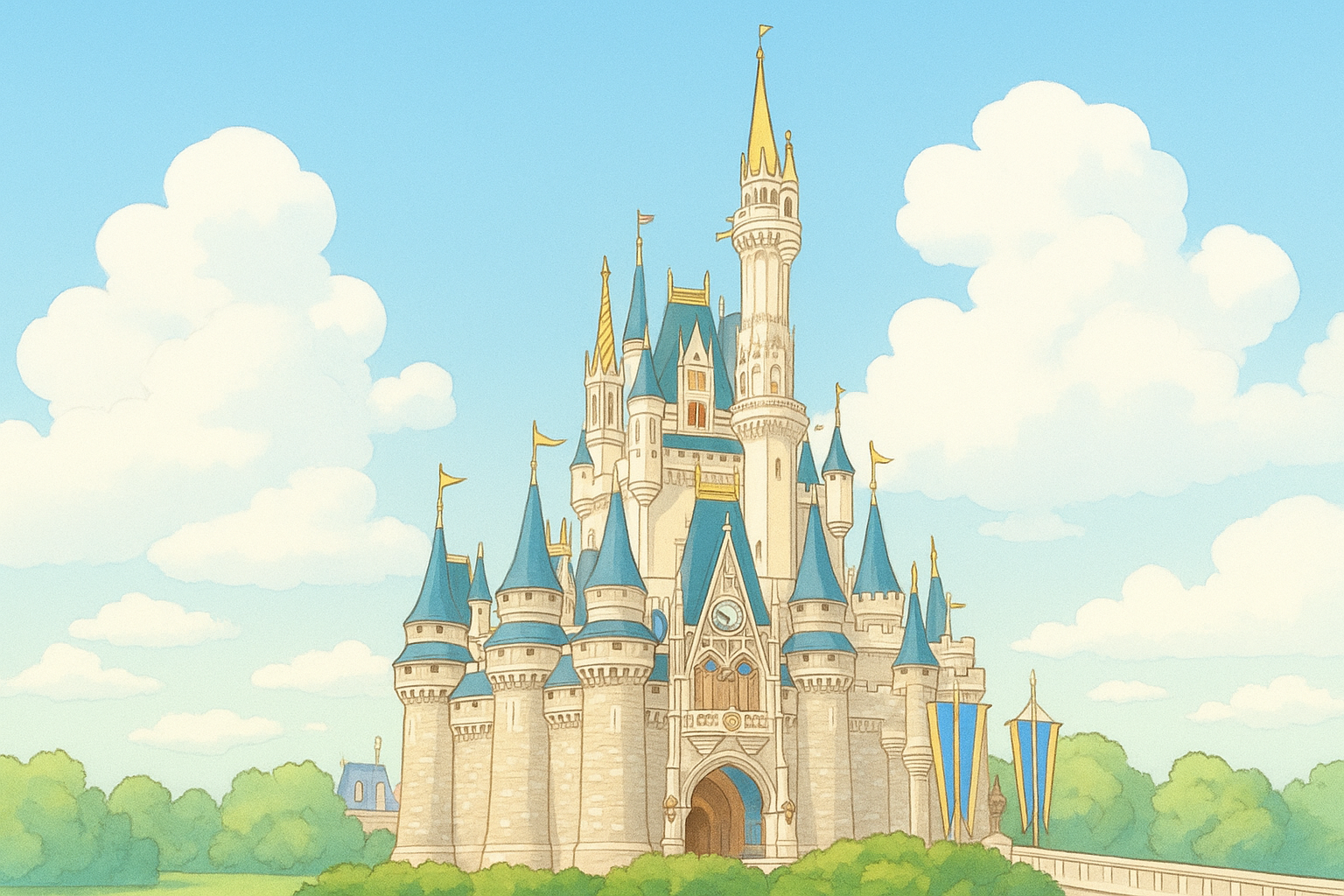 하늘색 성이 그려진 이미지