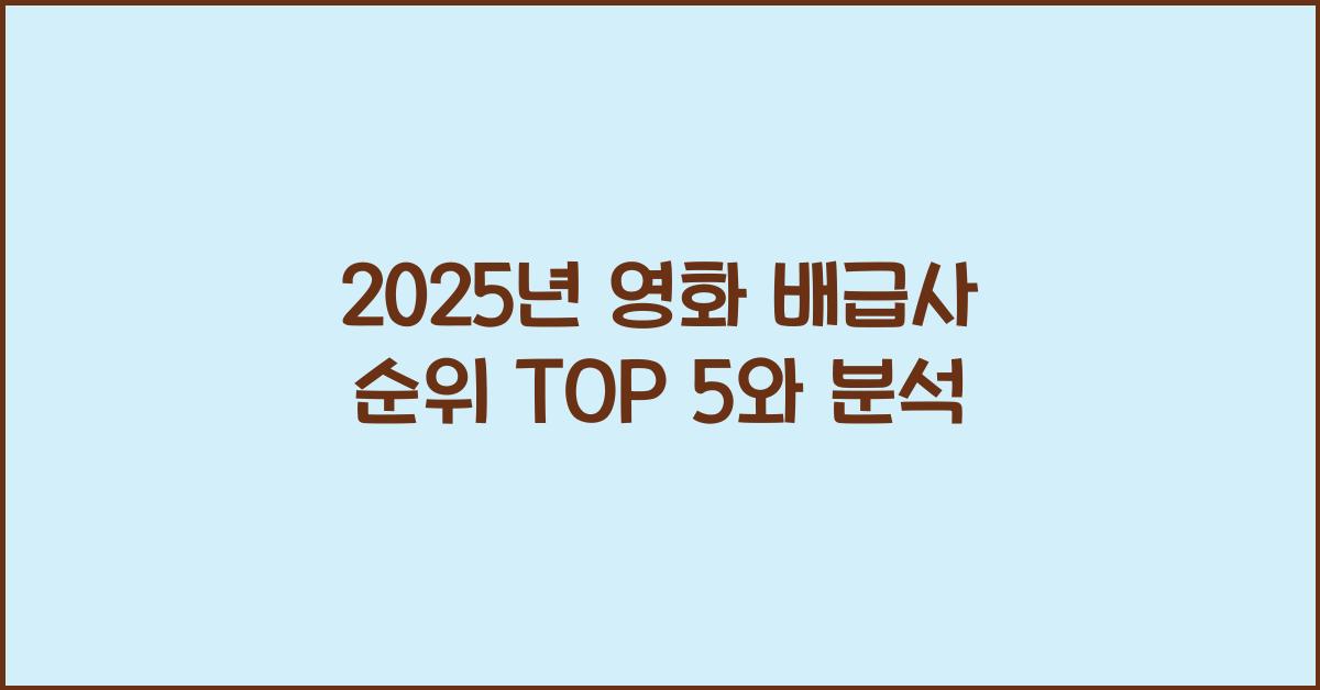 2025년 영화 배급사 순위