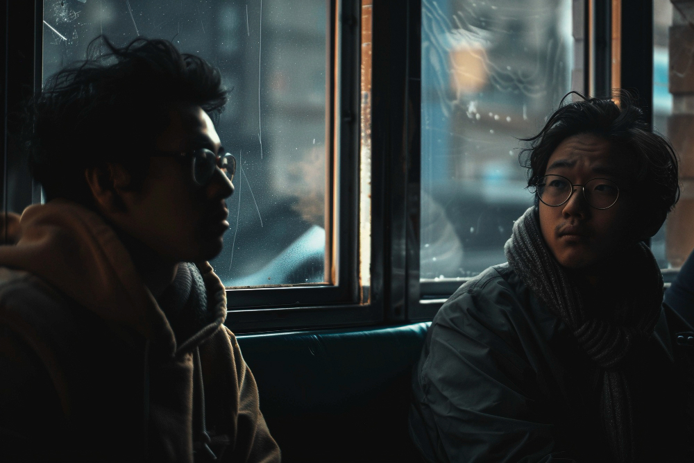 생각에 잠긴 누군가를 바라보는 남성의 모습