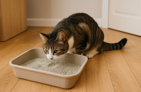 고양이와 고양이 화장실