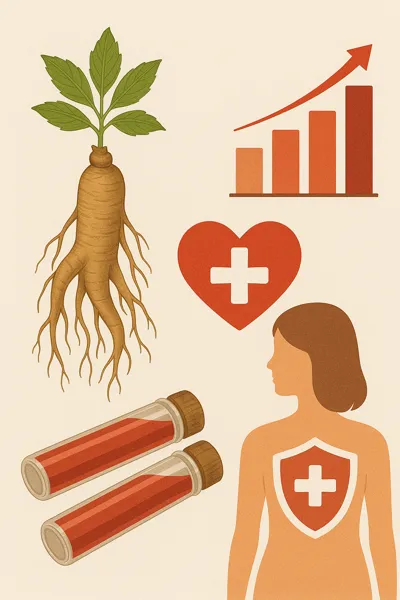홍삼과 면역력 강화 일러스트