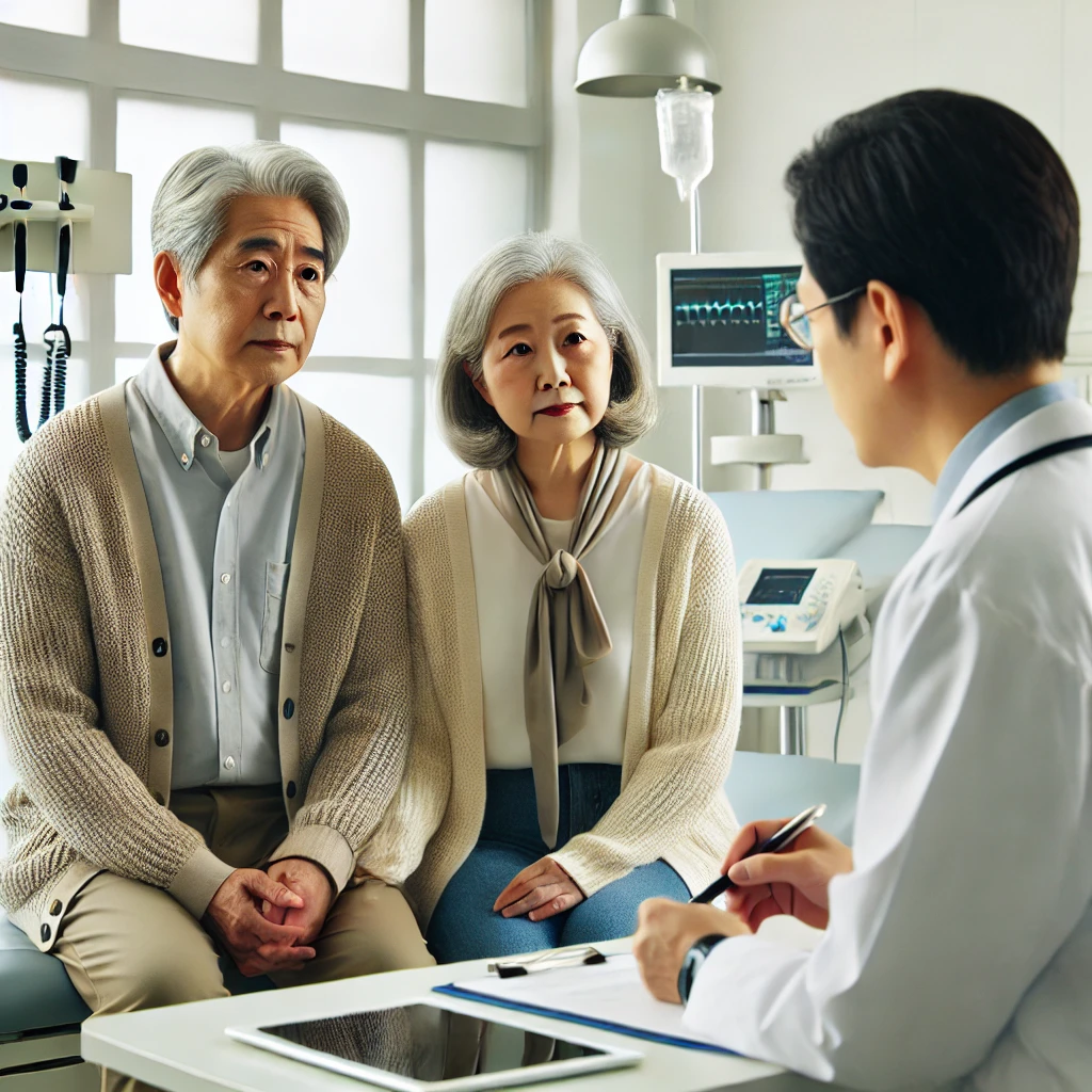 60대 후반 부부가 진료 상당중인 모습
