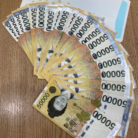 5만원권-20장-펼쳐진모습-100만원-주식투자하기