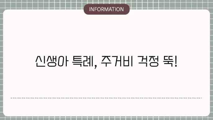 신생아 특례 대출 1주택자: 보육·주예 부담↓