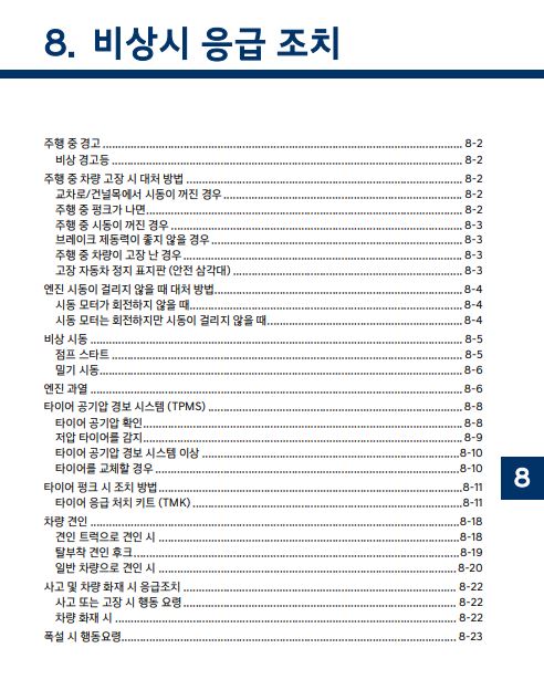 2024 디올뉴 싼타페 - 사용설명서 - 비상시 응급조치